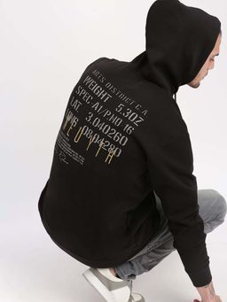 SHOWOFF - Mens Black Typography Hooded Pullover