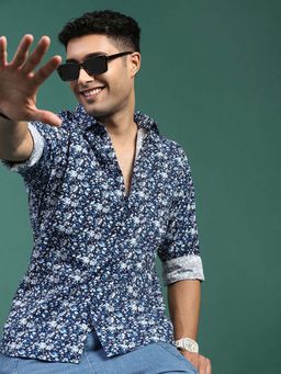 SHOWOFF - Mens Floral Blue Slim Fit Shirt