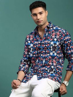 SHOWOFF - Mens Floral Blue Slim Fit Shirt