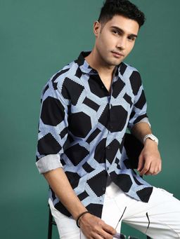 SHOWOFF - Mens Ethnic Motifs Black Slim Fit Shirt