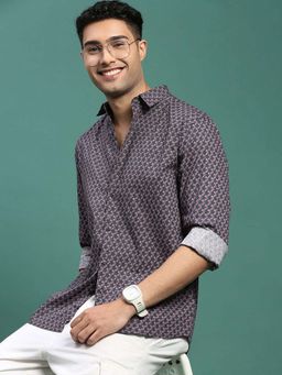 SHOWOFFFF - Mens Floral Grey Slim Fit Shirt