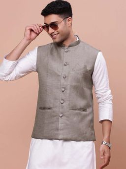 SHOWOFF - Mens Solid Brown Slim Fit Nehru Jacket