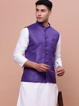 SHOWOFF - Mens Solid Violet Slim Fit Nehru Jacket