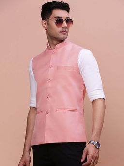 SHOWOFF - Mens Solid Peach Slim Fit Nehru Jacket