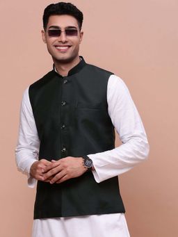 SHOWOFF - Mens Solid Charcoal Slim Fit Nehru Jacket