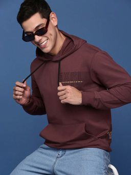 SHOWOFF - Mens Maroon Hooded Pullover Hoodie