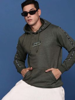 SHOWOFF - Mens Olive Hooded Pullover Hoodie