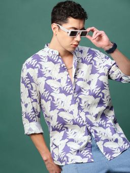 SHOWOFF - Men Purple Floral Slim Fit Shirt
