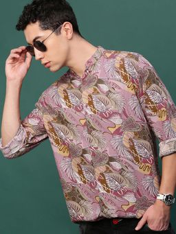 SHOWOFF - Men Pink Floral Slim Fit Shirt