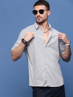 SHOWOFF - Men White Micro Ditsy Slim Fit Shirt