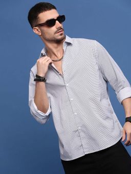 SHOWOFF - Men White Micro Ditsy Slim Fit Shirt