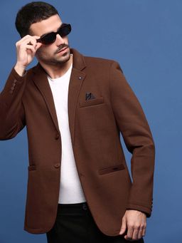 SHOWOFFFF - Men Brown Slim Fit Single-Breasted Blazer
