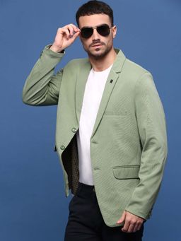 SHOWOFF - Men Green Slim Fit Single-Breasted Blazer