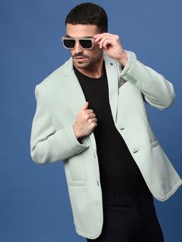 SHOWOFF - Men Sea Green Slim Fit Single-Breasted Blazer
