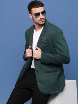 SHOWOFF - Men Green Slim Fit Single-Breasted Blazer