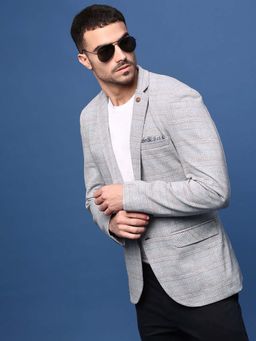 SHOWOFF - Men Grey Slim Fit Single-Breasted Blazer