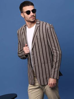 SHOWOFF - Men Grey Slim Fit Single-Breasted Blazer