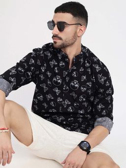 SHOWOFF - Mens Black Printed Slim Fit Shirt