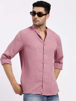 SHOWOFF - Mens Mauve Solid Slim Fit Shirt