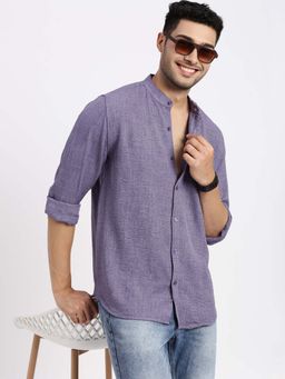 SHOWOFFFF - Mens Purple Solid Slim Fit Shirt