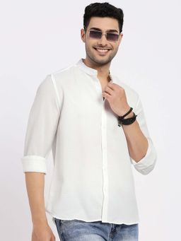 SHOWOFF - Mens White Solid Slim Fit Shirt