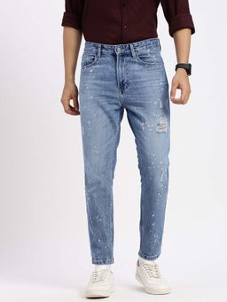 SHOWOFF - Mens Blue Regular Fit Straight Denim Jeans