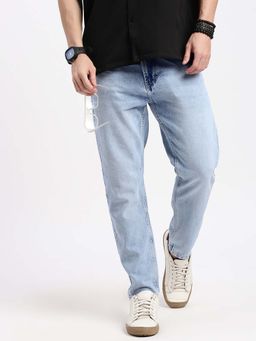 SHOWOFF - Mens Blue Regular Fit Straight Denim Jeans