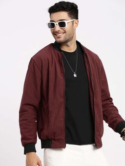 SHOWOFF - Mens Maroon Bomber Jacket