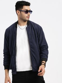 SHOWOFF - Mens Navy Blue Bomber Jacket