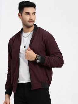SHOWOFF - Mens Burgundy Bomber Jacket