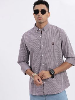 SHOWOFF - Purple Checked Slim Fit Shirt