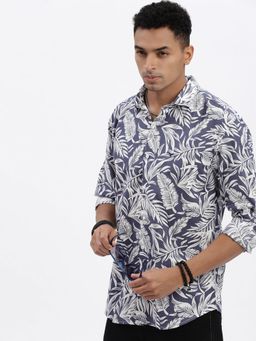 SHOWOFF - Blue Floral Slim Fit Shirt