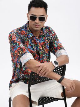 SHOWOFF - Multi-Color Abstract Slim Fit Shirt