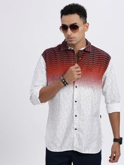 SHOWOFF - White Printed Slim Fit Shirt