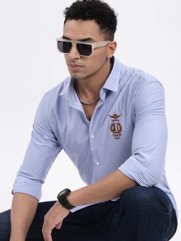 SHOWOFFFF - Blue Striped Slim Fit Shirt