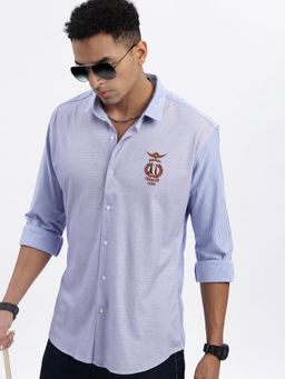 SHOWOFFFF - Blue Striped Slim Fit Shirt