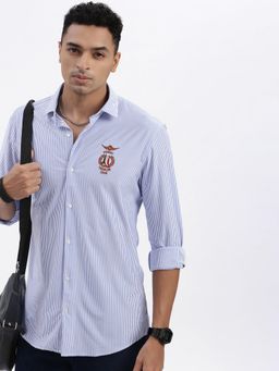 SHOWOFFFF - Blue Striped Slim Fit Shirt