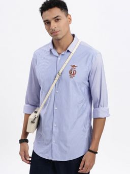SHOWOFFFF - Blue Striped Slim Fit Shirt