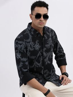 SHOWOFF - Black Floral Slim Fit Shirt