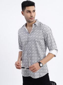 SHOWOFF - White Micro Ditsy Slim Fit Shirt