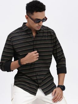 SHOWOFFFF - Black Striped Slim Fit Shirt