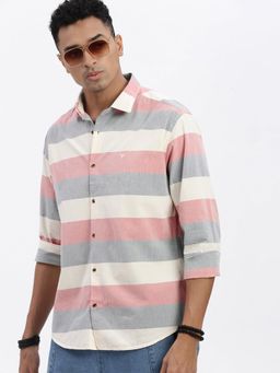 SHOWOFFFF - Multi-Color Striped Slim Fit Shirt