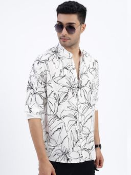 SHOWOFF - White Floral Slim Fit Shirt