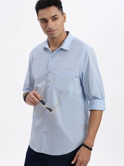 SHOWOFF - Blue Solid Slim Fit Shirt