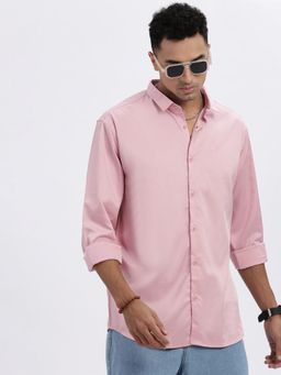 SHOWOFF - Pink Solid Slim Fit Shirt