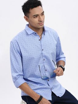 SHOWOFF - Blue Micro Ditsy Slim Fit Shirt