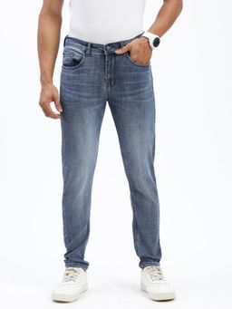 SHOWOFF - Men Mid Blue Slim Fit Cropped Jeans