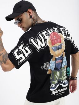 SHOWOFFFF - Men Graphic Black Relaxed Fit T-Shirt