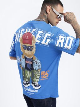 SHOWOFFFF - Men Graphic Blue Relaxed Fit T-Shirt