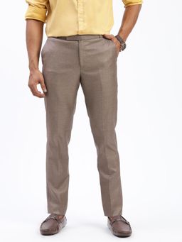 SHOWOFF - Men Solid Brown Formal Trousers
